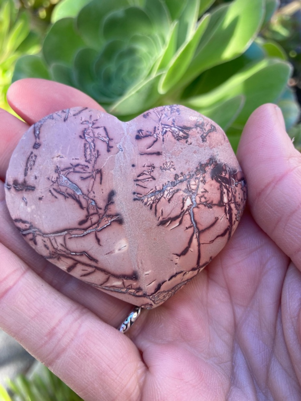 Polished Sahara desert jasper heart stone